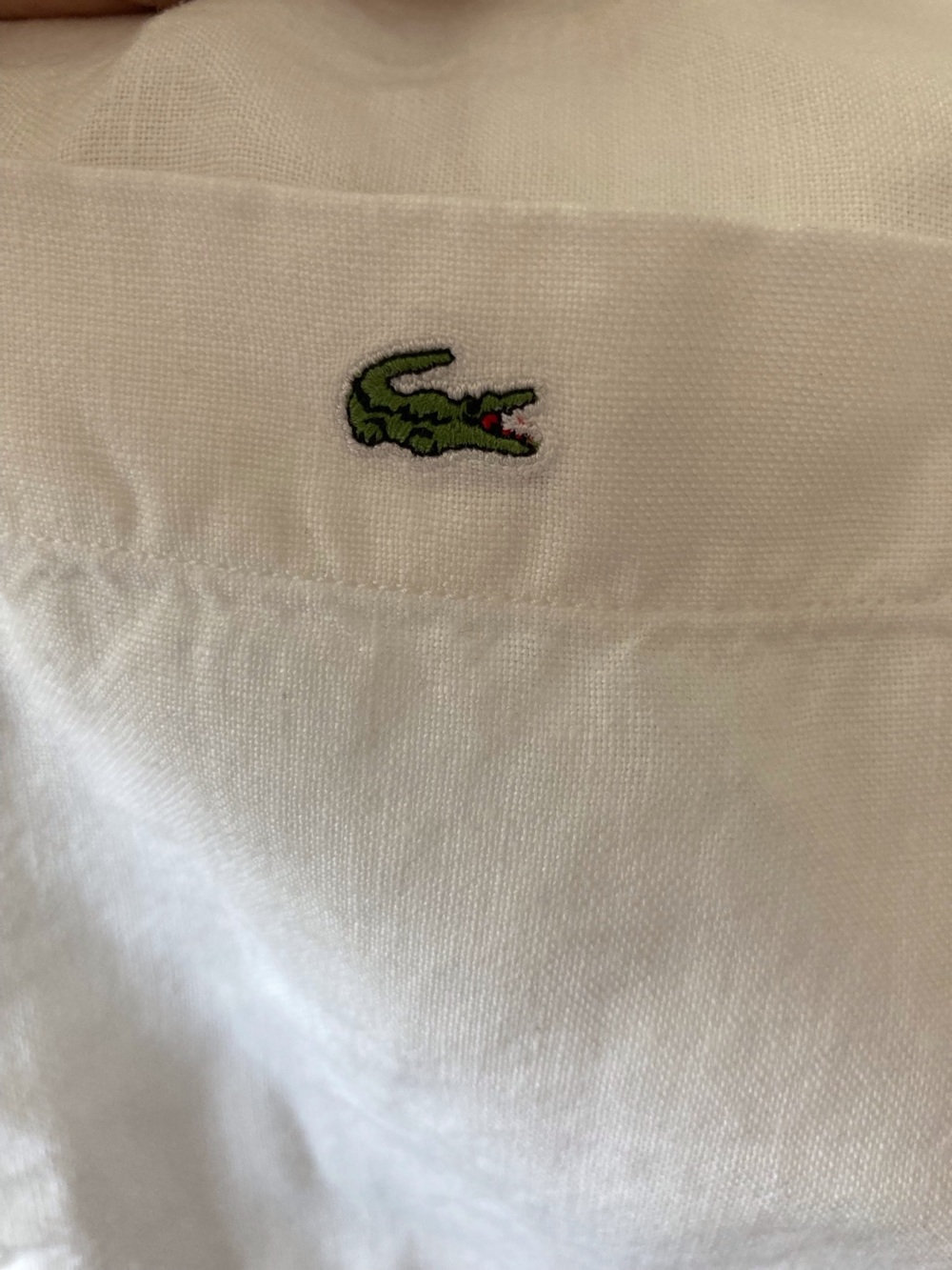 Lacoste 100% French Linen Men’s Reg.FitShirt White-Size 42 US-LG- Summer Preppy - Picture 3 of 13